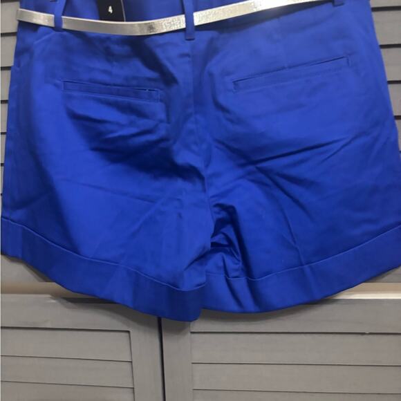 NWT Express Cobalt Blue Women's Shorts with Silver Belt Size 4 - Picture 7 of 7